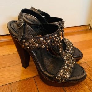 Frye Joy Studded Platform Heel Sandals - Size 5